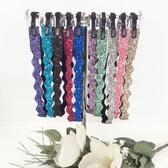 Hipsy 10-pack Bling Glitter Adjustable No Slip Wave Bold & Pastel Headbands main image 8